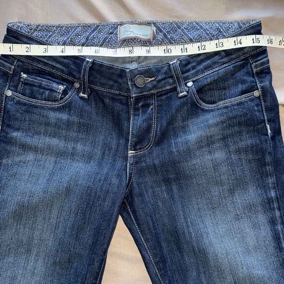 PAIGE Laurel Canyon Low Rise Dark Blue Denim Jeans Long Length 34.5” Inseam - Picture 8 of 16